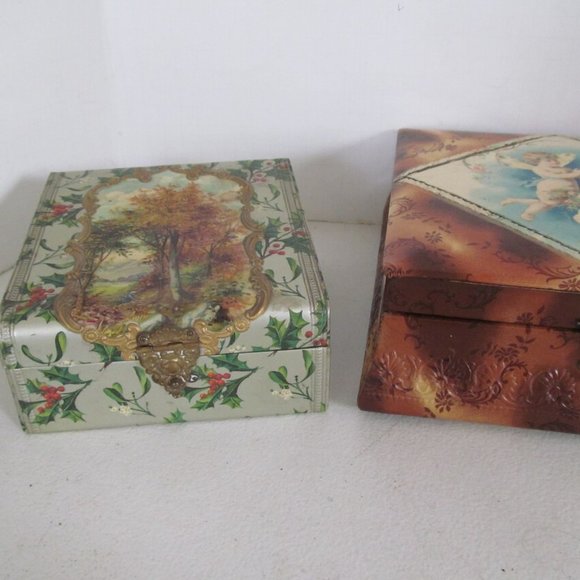 Victorian Celluloid Jewelry Box Silk Lined Vanity Box Jewelry Box White Birch - Picture 7 of 10